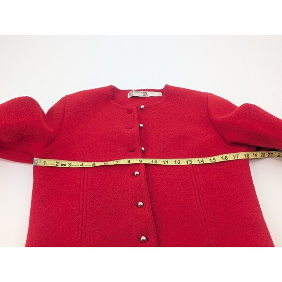 Field Manor Vintage Hong Kong Red 100% Wool Blazer Jacket Gold Buttons Size Med - Picture 5 of 8